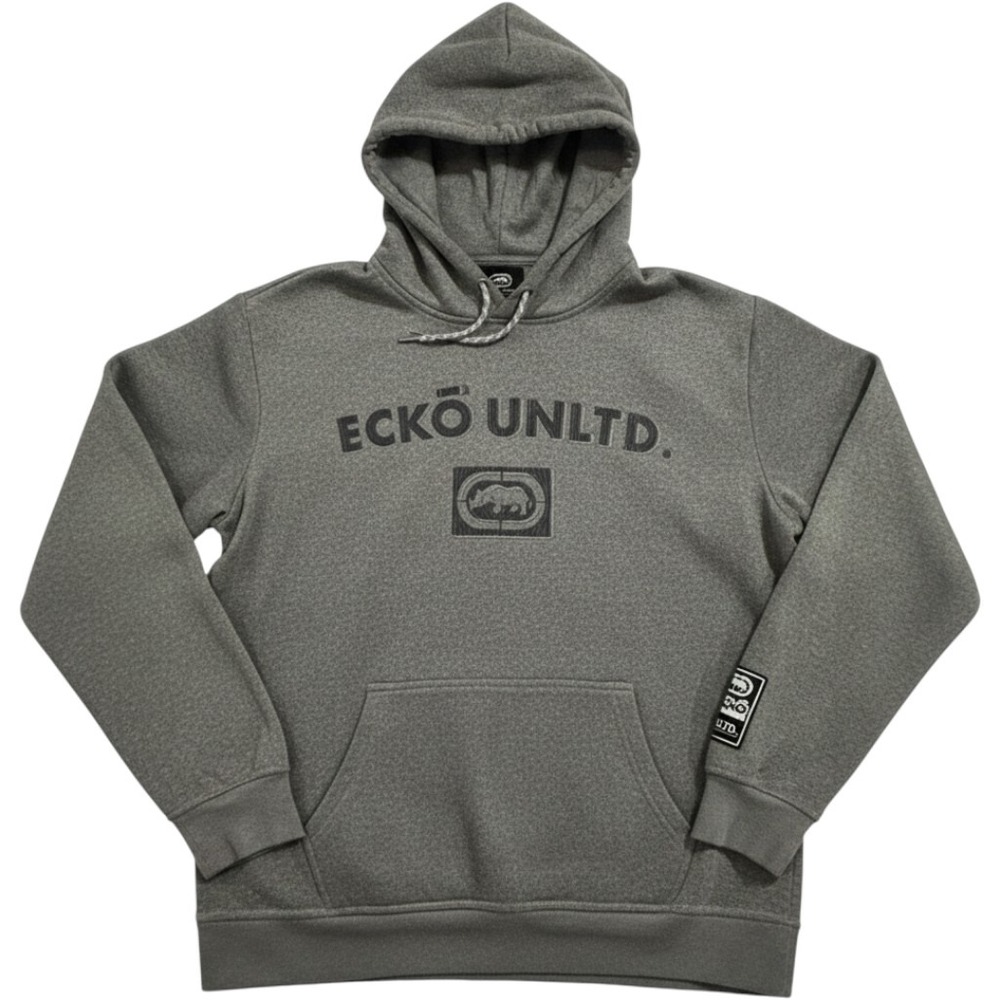 Ecko Unltd Hoodie‎ Mens L Sweatshirt Charcoal Center Graphic Stitched Patch